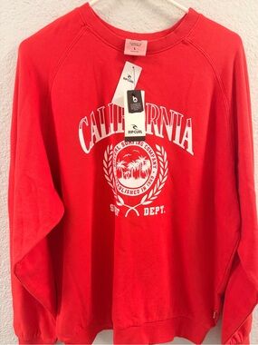 Rip Curl Red Pullover with White California Surf Graphic